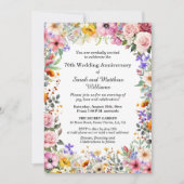 Chic Gartenblumen 70. Hochzeitstag Einladung (Vorderseite)
