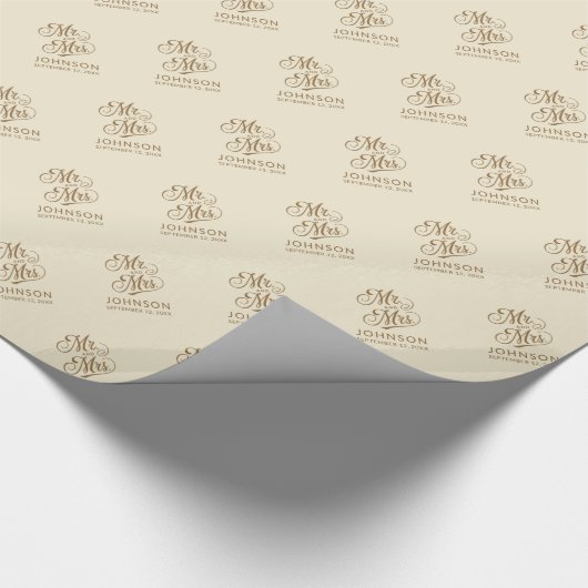 Chic Gastgeschenk Hochzeit Bride & Groom Trendy Geschenkpapier (Ecke)