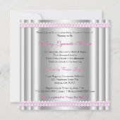 Chic gebeugte silberne u. rosa Babyparty laden ein Einladung (Rückseite)