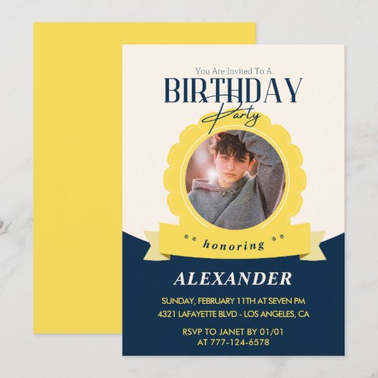 Chic Geburtstag Einladung zum 19. Geburtstag Moder (Vorne/Hinten)