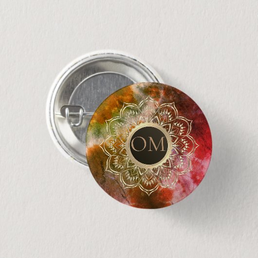 Chic Gefärbte Krawatte OM Mandala Button (Vorne & Hinten)