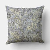 Chic Gelb-Grün und Grau-Paisley-Kissen Kissen (Rückseite)