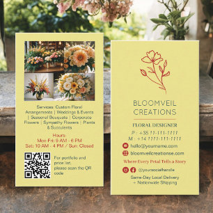 Chic gelb minimalistisch florist Fotos qr Visitenkarte