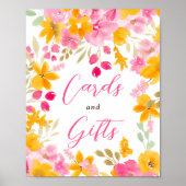 Chic gelb rosa Blumenschild Poster (Vorne)