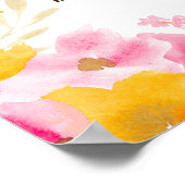 Chic gelb rosa florale Aquarell Begrüßung Poster (Ecke)