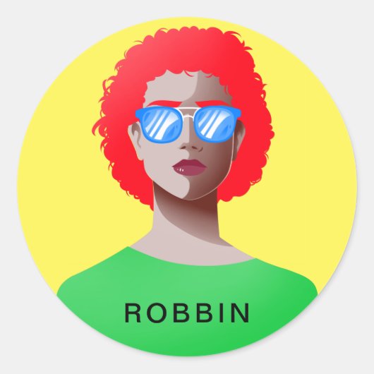 Chic, gelb und elegant runder aufkleber (Vorderseite)