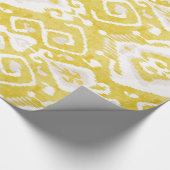 Chic gelb und grau-Damast-Kat-Stammmuster Geschenkpapier (Ecke)