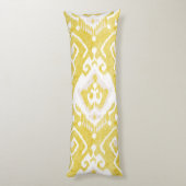 Chic gelb und grau-Damast-Kat-Stammmuster Seitenschläferkissen (Rückseite (Vertikal))