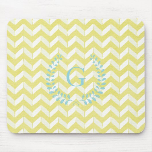 Chic-gelbes aquamarines Zickzack Mousepad (Vorne)