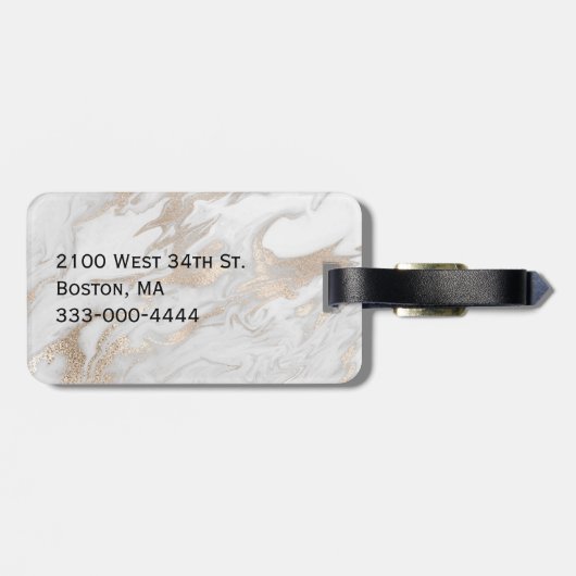 Chic gemarmorter Blick-mit Monogramm Gepäck-Umbau Gepäckanhänger (Rückseite horizontal)