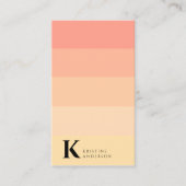 Chic Gentle Peach Ombre Classic Monogram QR Code Visitenkarte (Vorderseite)
