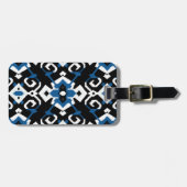 Chic geometric blue black tribal ikat print gepäckanhänger (Vorderseite horizontal)