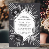 Chic Geometric Floral Monochrome Elegante Hochzeit Einladung