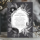 Chic Geometric Floral Monochrome Elegante Hochzeit Einladung