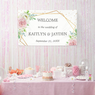 Chic Geometric Gold Foil Floral Wedding Banner