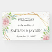 Chic Geometric Gold Foil Floral Wedding Banner (Horizontal)
