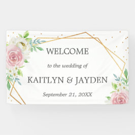 Chic Geometric Gold Foil Floral Wedding Banner