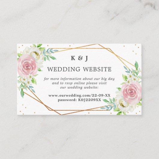 Chic Geometric Gold Foil Floral Wedding Begleitkarte (Vorderseite)