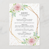 Chic Geometric Gold Foil Floral Wedding Menükarte (Vorderseite)