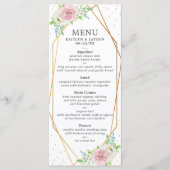 Chic Geometric Gold Foil Floral Wedding Menükarte (Vorderseite)