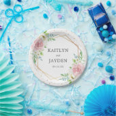 Chic Geometric Gold Foil Floral Wedding Pappteller (Party)