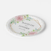 Chic Geometric Gold Foil Floral Wedding Pappteller (Schrägansicht)