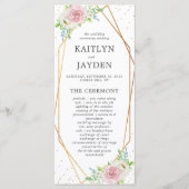 Chic Geometric Gold Foil Floral Wedding Programm (Vorderseite)