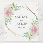 Chic Geometric Gold Foil Floral Wedding Weinetikett (Einzelnes Label)