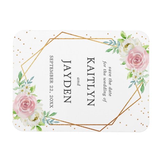 Chic Geometric Gold Foil Save the Date Magnet (Horizontal)