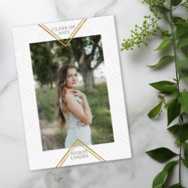 Chic Geometric Gold Frame Foto Abschluss Einladung