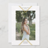 Chic Geometric Gold Frame Foto Abschluss Einladung (Vorderseite)