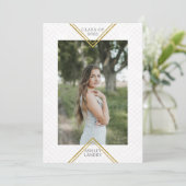 Chic Geometric Gold Frame Foto Abschluss Einladung (Stehend Vorderseite)