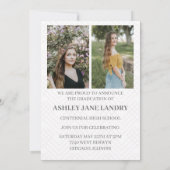 Chic Geometric Gold Frame Foto Abschluss Einladung (Rückseite)