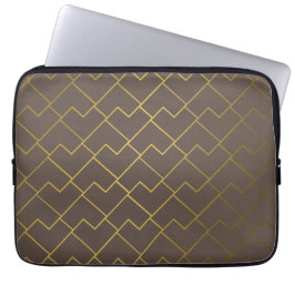 Chic Geometric Golden Coffee Chocolate Brown Laptopschutzhülle