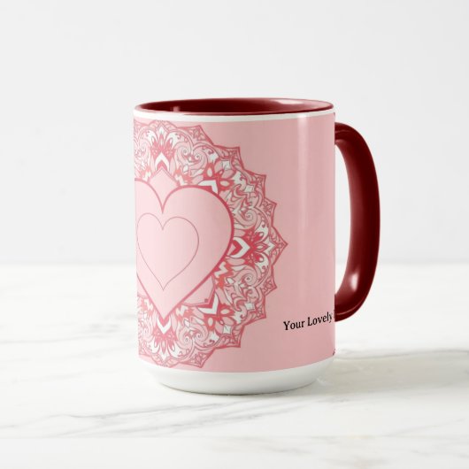 Chic Geometric Heart Mandala Personalized Tasse (VorderseiteRechts)