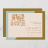 Chic Geometric Light Blue and Olive Wedding Einladung (Vorne/Hinten)