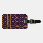 Chic Geometric Lila Gold Lattice Muster Gepäckanhänger (Vorderseite horizontal)
