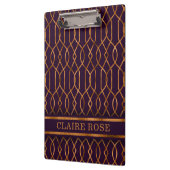 Chic Geometric Lila Gold Lattice Muster Klemmbrett (Links)