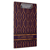Chic Geometric Lila Gold Lattice Muster Klemmbrett (Rechts)