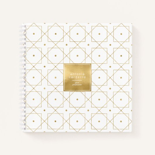 Chic Geometric Muster Squared Gold/White ID799 Notizblock (Vorderseite)