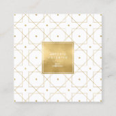 Chic Geometric Muster Squared Gold/White ID799 Quadratische Visitenkarte (Vorderseite)