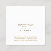 Chic Geometric Muster Squared Gold/White ID799 Quadratische Visitenkarte (Rückseite)