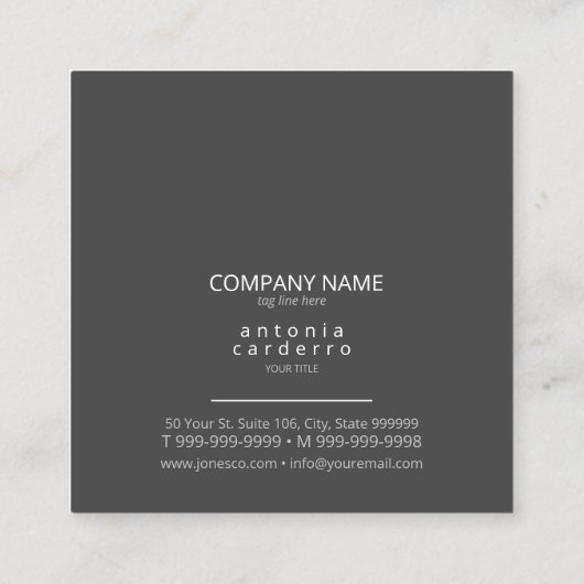 Chic Geometric Pattern Squared White/Black ID799 Quadratische Visitenkarte (Rückseite)