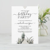 Chic Geometric Pinaple tropischer Erwachsene Gebur Einladung (Stehend Vorderseite)