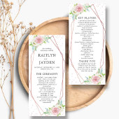 Chic Geometric Rose Gold Floral Wedding Program Werbekarte