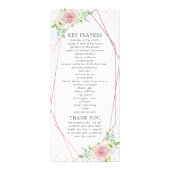 Chic Geometric Rose Gold Floral Wedding Program Werbekarte (Hinten)