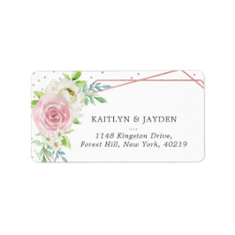 Chic Geometric Rose Gold Foil Floral Wedding Adressaufkleber