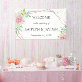 Chic Geometric Rose Gold Foil Floral Wedding Banner