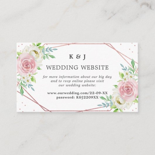 Chic Geometric Rose Gold Foil Floral Wedding Begleitkarte (Vorderseite)