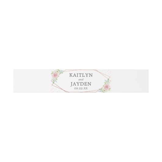 Chic Geometric Rose Gold Foil Floral Wedding Einladungsbanderole (Flach)
